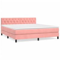 cama tapizada 203x160x88 cm terciopelo - rosa