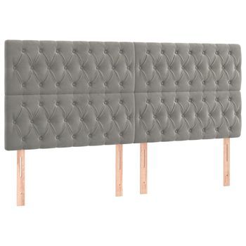 Pack 4 Uds Cabeceros Cama | Panel De Cabeceras De Terciopelo Gris Claro 90x7x78/88 Cm