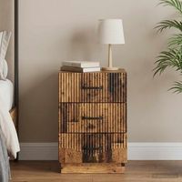 mesita de noche - dormitorio - madera de ingenieria - madera envejecida 43x41x635cm