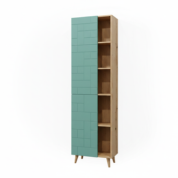 Armario De Baño Rudi 56 X 193 Cm Con Puertas Y Compartimentos Abiertos Vicco