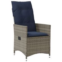 silla de jardin reclinable con cojines de ratan sintetico gris cfw419843