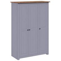 armario 3 puertas madera pino panama range gris 118x50x1715cm vidaxl