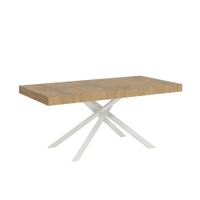 mesa extensible 90x180284 cm efecto madera roble natural hierro