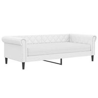 sofa cama con colchon cuero sintetico blanco 90x200 cm