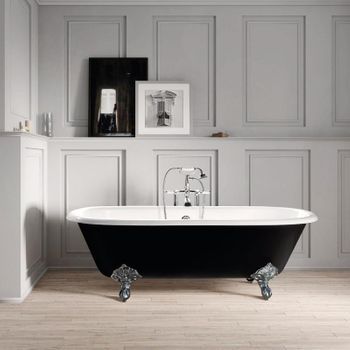 Bañera De Hierro Plymouth Negra 153 Cm Patas Cromadas
