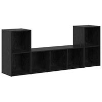 conjunto de mueble de tv 3 uds  mueble de salon  gabinete de tv negro madera contrachapada