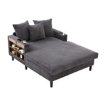 Chaiselongue multifuncional de pana, Gris oscuro   Aosom España