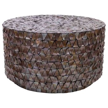 Mesa de centro de madera y madreperla marrón d77x43/5h cm