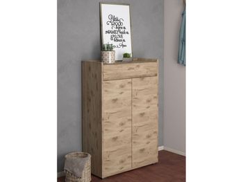 Zapatero con 2 puertas y 1 cajón en efecto roble