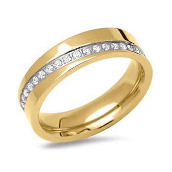 Anillo de mujer de acero inoxidable chapado en oro con piedras