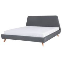 cama doble tapizada gris 180 x 200 cm con estructura y cabecero vienne