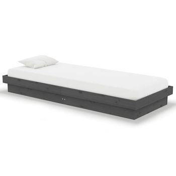 Estructura De Cama Individual Sin Colchón Madera Maciza Gris Vidaxl
