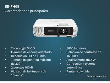 EPSON Proyector EB-FH08 Modelo sustituto del EB-FH06 que est? (descatalogado)
