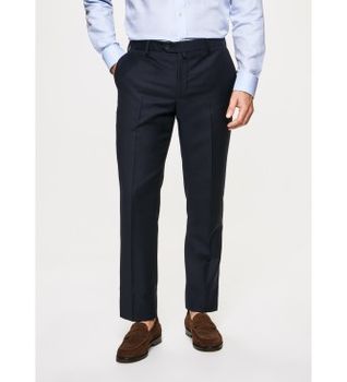 Hackett London para hombre. HM211330 Pantalón Lana Liso marino (38), Casual, Fiesta, Clásico