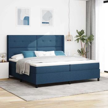 Vidaxl Cama Box Spring Led Con Cabecera Azul 200 X 200 Cm Tela
