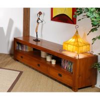 mueble tv de 3 cajones de madera de teca marron