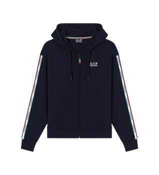 EA7 para mujer. 7W001222_AF12660 Sudadera con capucha Italian Spirit azul (M), Casual, Algodón, Manga larga, Marino