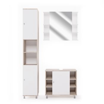 Conjunto De Muebles De Baño Fynn 3 Partes, Con Mueble Alto Vicco