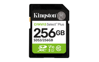 kingston 256gb sdxc canvas select plus gen3 150mbs c10 uhs-i u1 v10