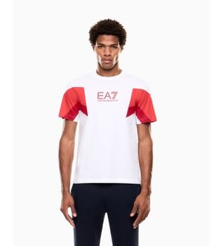 EA7 para hombre. 7M001603_AF12503 Camiseta Summer Block blanco (M), Casual, Deportivo, Algodón, Manga corta