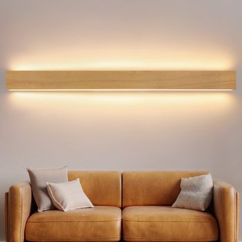 Nettlife - Lámpara De Pared Led De Madera Para Interiores (100 Cm, 36 W, Luz Indirecta, Arriba Y Abajo, Blanco Cálido De 3000 K)