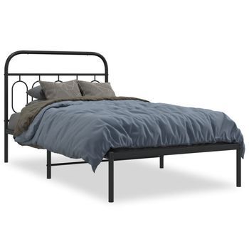 Estructura Cama Sin Colchón Con Cabecero Metal Negro 100x190 Cm Vidaxl