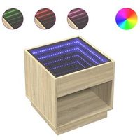 mesa de centro con infinity led roble sonoma 50x50x50 cm vidaxl