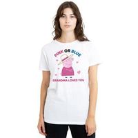 dessins animes camiseta pink or blue grandma pig loves you para mujer
