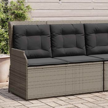 Sillón Reclinable De Jardín | Silla De Exterior Con Cojines Ratán Sintético Gris Cfw799045