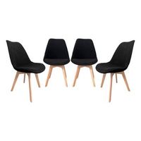 silla escandinava de madera de haya y pana fina set de 4 negro