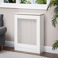 cubierta de radiador moderno de mdf acero homcom 60x18x84 cm blanco