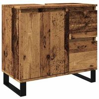 armario de lavabo  mueble de lavabo madera de ingenieria envejecida 65x33x60 cm