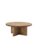 mesa de centro redonda de madera maciza envejecido de o60x332cm