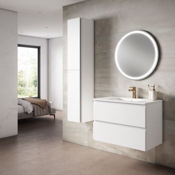 Mueble Coral 60 Cm, Blanco Mate. Pack Mueble + Lavabo.