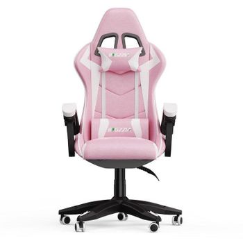 Silla Gaming Ergonómica Naspaluro Altura Regulable Reclinable Rosa y Blanco