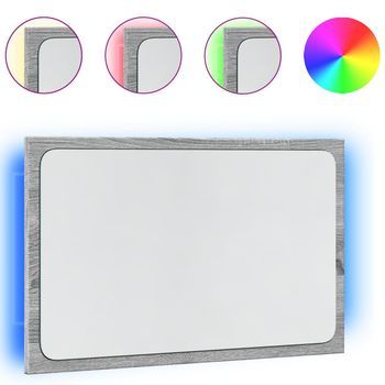 Espejo Decorativo | Espejo De Baño Led Madera Ingeniería Gris Sonoma 60x8,5x38 Cm
