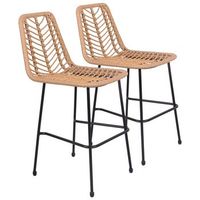 pack de 2 taburetes de bar de ratan sintetico oka