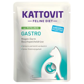 Kattovit Gastro 24 x 85 g en sobres para gatos - Pack Ahorro - Pavo y arroz
