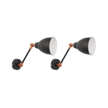 Conjunto De 2 Lámparas De Pared Con Brazo Oscilante De Metal Gris Grafito Diseño Moderno Mississippi M