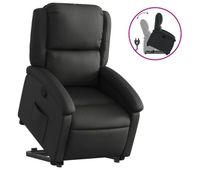vidaxl sillon reclinable elevable cuero autentico negro