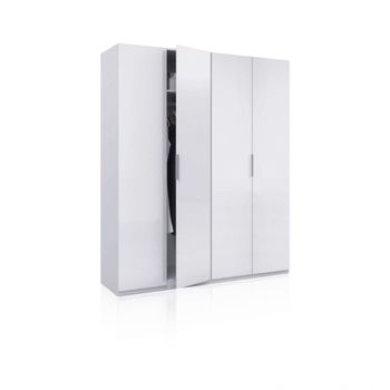 Armario de gran formato con 4 puertas 180x200 cm blanco brillo