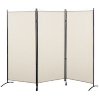 homcom biombo separador de ambientes de 3 paneles 253x50x182 cm divisor de habitacion plegable con 6 pies de metal beige   aosom espana