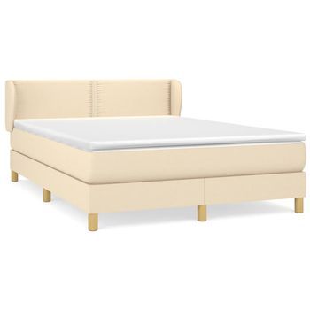 Cama Tapizada 203x147x88 Cm Tejido - Crema
