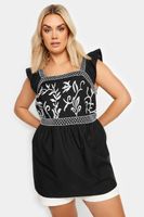 yours top algodon blanco y negro peplum con bordados mujer curvy y tallas grandes yours