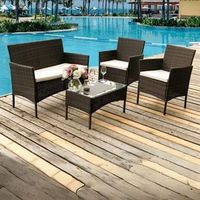 conjunto de jardin bali sofa  2 sillones  mesa ratan negromarron