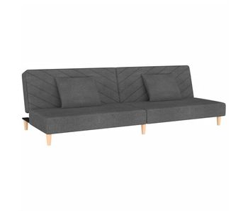 Vidaxl sofá cama de 2 plazas con dos almohadas tela gris oscuro