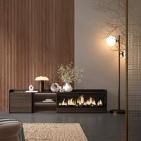 mueble tv efecto madera roble negro 212x35x50cm chimenea efecto fuego