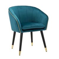 sillon de tela azul con acabados dorados cm 62x58x78