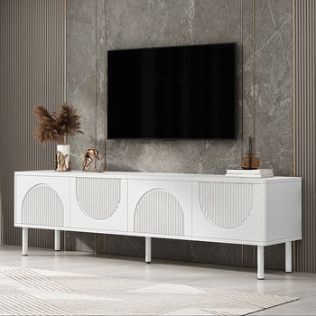 Sweiko Mueble Tv Bajo Moderno 180 Cm Espacio De Almacenamiento Superficie Mate Gestión De Cables Diseño Minimalista Salón/dormitorio/pasillo