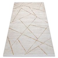 alfombra moderna duke 51557 crema  dorado - geometrico estructurada 200x290 cm